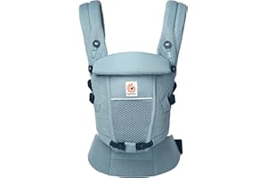 Ergobaby Mochila portabebé Adapt para recién nacidos desde el nacimiento, portabebé ergonómico de malla SoftFlex de 3 posiciones para transportar en el abdomen y en la espalda, Slate Blue - 1