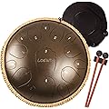 LOMUTY Tambour à Langue en Acier, Touche D 15 Notes Tambour à Main de 13 Pouces, Instrument de Percussion à Main pour L'éducation Musicale (Bronze)