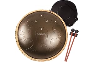 Lomuty Steel Tongue Drum, 13 Pollici 15 Note D Maggiore Accordato Tamburi in Acciaio, Strumento a Percussione con Bacchette per Tamburi e Borsa (Bronzo)