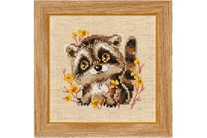 RIOLIS - Piccolo procione 1754, Punto croce 13x13cm, Punto croce kit da ricamare, Disegni da ricamare, Embroidery kit, Set punto croce, Kit ricamo punto croce