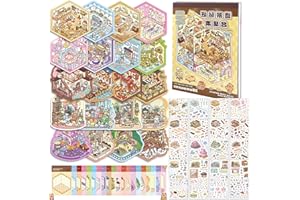 Afufu Pegatinas Infantiles Adultos 3D Sticker Scene, 20Pcs DIY 3D Casa Libro Pegatinas Reutilizables, Niños Libro de Escenas en Miniatura, Creativo Alivio del Estrés Relajación Diversión Artesanal