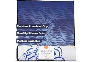Manduka Yogitoes Yoga Towel for Mat, Non-Slip and Quick Dry for Hot Yoga with Rubber Bottom Grip Dots,Thin and Lightweight, 71 inches Long, Chakra Blue
