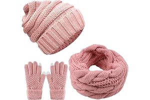 CheChury Cappelli Invernali Donna Cappelli da Donna Invernali Sciarpa Guanti Invernali Guanti Touch Screen Invernali Winter Set Sciarpa 2/3 Pezzi
