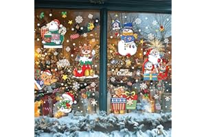 Joeyan 6 Hojas Pegatinas Navidad Ventanas Cristal,160 PCS Vinilos Natal Reutilizable de Doble Cara,Autocolantes Adornos Escaparate,Stickers Electrostáticas para Interior Casa,Escaparate,Hogar,Puertas