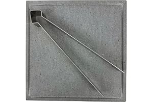 VULCAN INOX Vulcaninox | Piastra in pietra lavica refrattaria dell'etna con pinza in acciaio inox | Barbecue, forno | MADE IN ITALY (30x30x2)