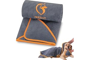 HezzLuv Asciugamano per Cani 130 X 75 Cm Asciugamano per Cani in Microfibra Assorbente con Tasche Asciugamano per Cani Ad Asciugatura Rapida per Cani, Gatti O Altri Animali Domestici (Arancia)