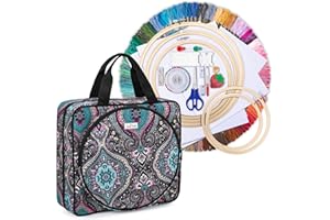 LoDrid Sac de Kit de Broderie, Sac de Rangement pour Fournitures de Broderie, Étui de Transport Portable avec Kit de Démarrage et Kit de Point de Croix pour Débutants, Adultes, Totem