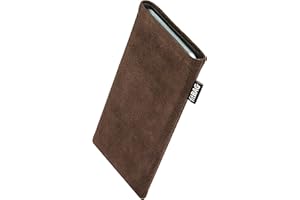 fitBAG Classic Braun Handytasche für Apple iPhone 15 Pro Max Tasche aus original Alcantara mit Microfaserinnenfutter | Hülle mit Reinigungsfunktion | Made in Germany
