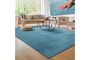 Paco Home Tappeto per soggiorno Unicolore Lavabile Morbido pelo corto morbido, Dimensione:160x220 cm, Colore:Turchese
