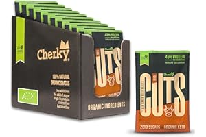 Cherky ECO Biltong BIO Cuts BBQ, 10 x 30g - BIO Biltong jerky cuts, carne de ternera española BIO alimentada con pasto, secada al aire, ceto, sin aditivos, sin OGM, certificado BIO