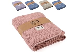 BEARFOOT Kocyk dziecięcy – muślinowy koc polarowy (bawełna, polar), puszysty, miękki koc, dla niemowląt/noworodka/dzieci, prezent dla chłopców i dziewczynek z okazji narodzin (Dusty Rose)