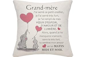 Bommex Cadeau de la Grand-mère de la Petite-Fille du Petit-Fils de la Petite-Fille Couvre-Coussin en Carton pour Grand-mère Anniversaire Fête des Mères Cadeau de Noël (Grand-mère)