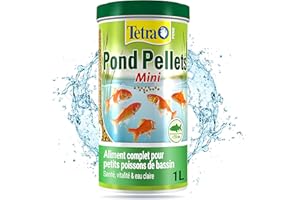 Tetra Pond Pellets Mini – Alimentation Quotidienne idéale pour tous les Petits Poissons de Bassin jusqu’à 15 cm – Mini Granules Enrichis en Oligo-éléments, Vitamines essentiels, Caroténoïdes – 1 L