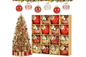 HOMEWIT Zestaw ozdób bożonarodzeniowych, 16 bombek choinkowych z tworzywa sztucznego, nietłukące się na Boże Narodzenie, bombki choinkowe, dekoracja bożonarodzeniowa, ozdoba choinkowa, Ø 6 cm, kolor