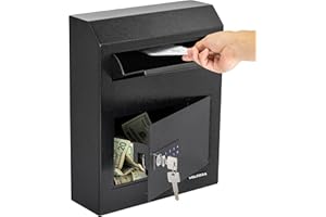 Volcora Key Drop Box with Lock, Drop Slot Depository Safe Box Digital Keypad, Money Drop Safe for Business, Wall Mount Mailbox, Cash Drop Box, Electronic Programmable Lock with Key Indoor Use