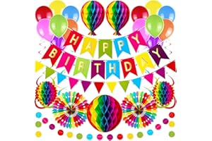 ITSY BITSY PARTY CO Premium Reusable Birthday Party Decorations - Birthday Decoration Set - Happy Birthday Banner, Birthday Bunting, Honeycomb Decorations, Streamers - Paper Party Decorations (Multicoloured + Balloons)