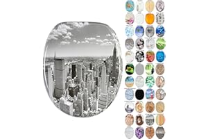 SANILO Abattant WC frein de chute soft close - Finition de haute qualité - Fixation facile (Skyline New York)