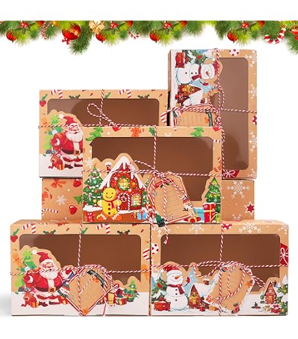 60 Weihnachts-Popcorn-Boxen Aus Karton – Rentier, Schneemann, Weihnachtsmann & Elfen Design, 16x10x7 Cm Für Snacks & Goodie Bags