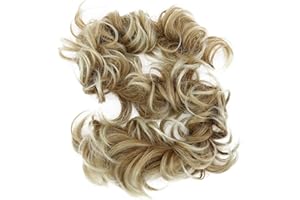 CAISHA by PRETTYSHOP XXL Posticcio Capelli Elastici Acconciature Da Sposa Voluminoso Riccio Chignon Biondo Mix HW18