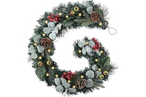 Valery Madelyn 152cm/5ft Girlanda bożonarodzeniowa ze światłami LED i funkcją timera, sztuczna dekoracja bożonarodzeniowa na schody, stół, na zewnątrz, gzyms kominkowy, drzwi wejściowe