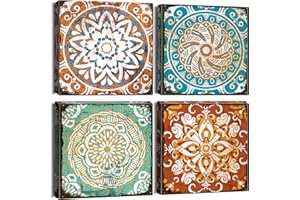 Sungeek Stampe e Quadri su Tela 4 Pezzi Moderni Dipinti di Quadri 30x30cm Stampe da Parete su Tela per Camera da Letto Soggiorno Cucina (Mandala)