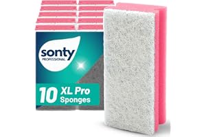 SONTY Professionell rengöringssvamp repfri rosa röd stor – 10 x jumbo svampar från Österrike