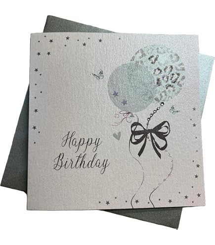 WHITE COTTON CARDS Geburtstagskarte Für Schwester – Handgefertigt, Mit Glitzer, 16x16 Cm, Inkl. Umschlag
