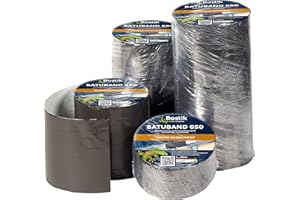 Bostik Batuband 650 – Bande d’Étanchéité Autocollante À Froid – Couverture, Façade, Vitrage, Maçonnerie, Industrie – 1 Rouleau – Gris – Longueur 10 m, Largeur : 15 cm, Épaisseur : 0,8 mm