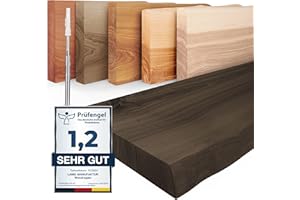 ‎LAMO LAMO Manufaktur Wandregal Holz Baumkante | Regal Farbe: Schwarz | Invisible: Schweberegal | 80 cm