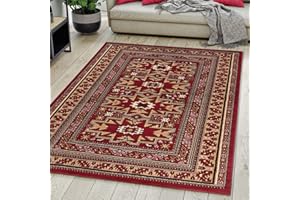 Mazovia Tappeto Salotto Moderno Orientale e Vintage Pelo Corto - Tappeti Soggiorno Turchi Originali - Tappeti Camera da Letto - Tappeti Salotto Grandi Dimensioni - Boredaux Rosso Scuro 160x230 cm