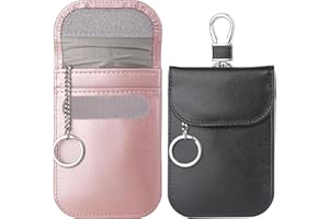 Teskyer 2 Pièces Etui anti RFID, Etui anti Rfid clé Voiture, Blocage Signal, Pochettes Blocage Signal RFID pour Clé Voiture, Noir Rose