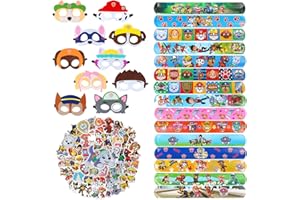 GUBOOM 75 pièces Pat Patrouille Cadeau Fête pour Enfants, Paw Patrol Décoration Anniversaire, 10 x Pat Patrouille Masques, 15 x Pat Patrouille Slap Bracelets, 50 x Pat Patrouille Autocollants