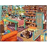 HUADADA 1000 Piece Puzzles for Adults - Difficult Jigsaw Puzzle for Adults Teenagers - Cozy Retreat Windowsill Cat - Challeng