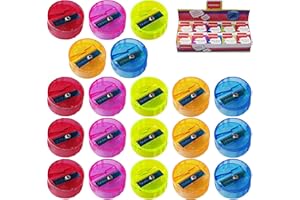Nataraj Brand Neon Pencil Sharpeners, Circle Shape, Pack of 20, Bright Colour, Nursery, Kids Party Bag Filler, School, Portable Pencil Sharpener