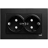 Viko Novella Black Dual Ground Socket Anti-Collision Child Protected