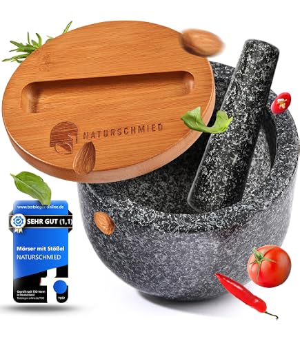 CUITAXI Molcajete Mexicano Aus Vulkangestein – Handgefertigt, Mit Talavera-Top & Halter