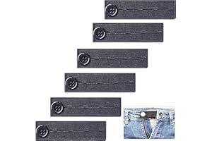 AXEN 6 Pieces Elastic Waist Extenders, Adjustable Wasitband Expanders, Button Extender for Pants Jeans Trousers, Pack of 6 Black