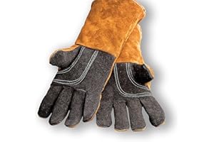 HANSA Gants pour cheminée et barbecue, protection contre la chaleur, en cuir véritable, PAIR of GLOVES