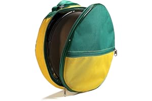 JL SPORT Robuste Tasche für Pandeiro Trommel-Tamburin Samba Brasil Musikinstrumente 30,5 cm grün/gelb