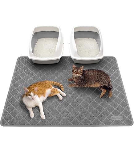 Pawinner XXL kattenbakmat 86 x 56 cm, kattenbakonderlegger van voedselveilige siliconen, waterdichte kattenmat, kattenbak met rand, antislip, gemakkelijk te reinigen, beschermt de vloer, grijs