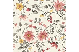 LZH-LP Papel pintado autoadhesivo floral vintage sin costuras, papel de contacto autoadhesivo, 44x600CM papel tapiz removible con estampado de hojas, película decorativa