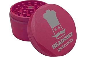 Headchef Hardcore Hexellence Ceramic Non-Stick Coated Metal Herb Grinder, 4 Piece, 62mm (Meltdown Pink)