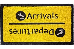 Fisura - Nowoczesna wycieraczka kokosowa z podkładem antypoślizgowym PCV. Oryginalna ręcznie malowana wycieraczka. 70 cm x 40 cm (Przyjazdy, żółty)