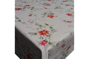 ‎DECOHOMETEXTIL Wachstuch Wachstischdecke Tischdecke Gartentischdecke Robust Dornblüte Rot Breite & Länge wählbar 90 x 140 cm Eckig abwaschbar geprägt