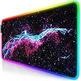 TITANWOLF - RGB Tappetino per Mouse da Gioco XXL - Mouse Pad Gaming - 800x300mm - 11 LED Colori e Effetti di Luce - Precision