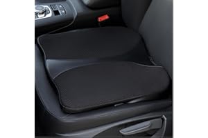 QYILAY Coussin de siège auto en mousse à mémoire de forme pour adulte, pour augmenter la hauteur et le confort, soulager la sciatique, le coccyx et les douleurs dorsales, noir