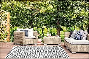 ‎JET-LINE Jet-Line® | Outdoor Teppich | Austin | grau | Wetterfest für In und Outdoor | Terrasse | Balkon | Gartenteppich | Design | Maße: 120 x 180 cm