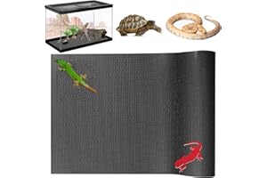 NEKOSUKI Reptile Substrate Liner Terrarium Carpet, Bearded Dragon Tank Accessories, Non-Adhesive Reptile Carpet Reptile Flooring Mat Bedding for Leopard Gecko (17.7x39.4 inch, Black)