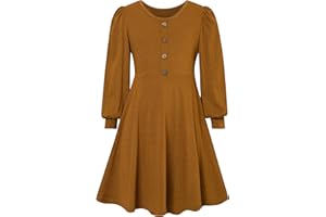 SFreeBo Girls Dress Plain Long/Short Sleeve Cotton Dress Kids Autumn Winter Spring Summer Casual T-Shirt Dress Girls Skate Dress for 7-13 Years