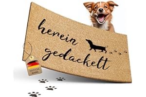 ‎ELBFUCHS ElbFuchs® Fußmatte Kokos lustig | 60x40cm | hereingedackelt [EXTRA LANGLEBIG & rutschfest] | Kokosmatte Fussmatte Aussen & Innen | Fußabtreter für Haustür | Fußmatte Hund oder Dackel